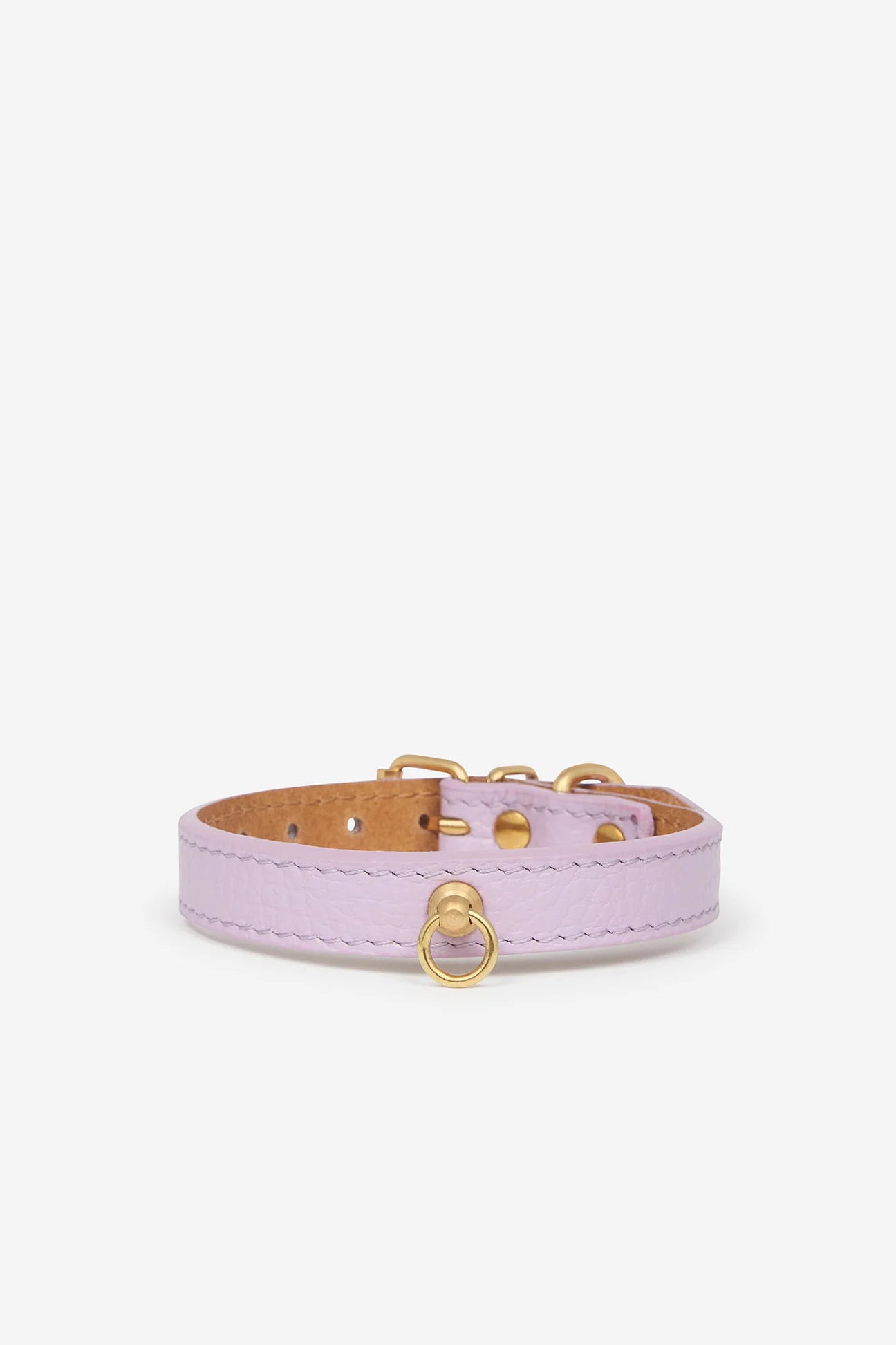 Lavender color leather dog collar